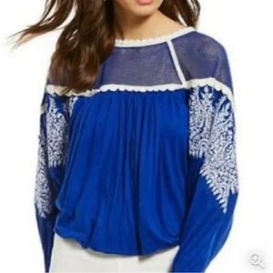 FREE PEOPLE ROYAL BLUE COTTON BLOUSE